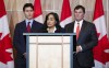 Minister of National Defence Anita Anand speaks at a press conference with Prime Minister Justin Trudeau and Minister of Intergovernmental Affairs, Infrastructure and Communities Dominic LeBlanc in Ottawa on Monday, Sept. 26, 2022. The Canadian military is spearheading federal efforts to support post-Fiona recovery efforts across Atlantic Canada. THE CANADIAN PRESS/Sean Kilpatrick