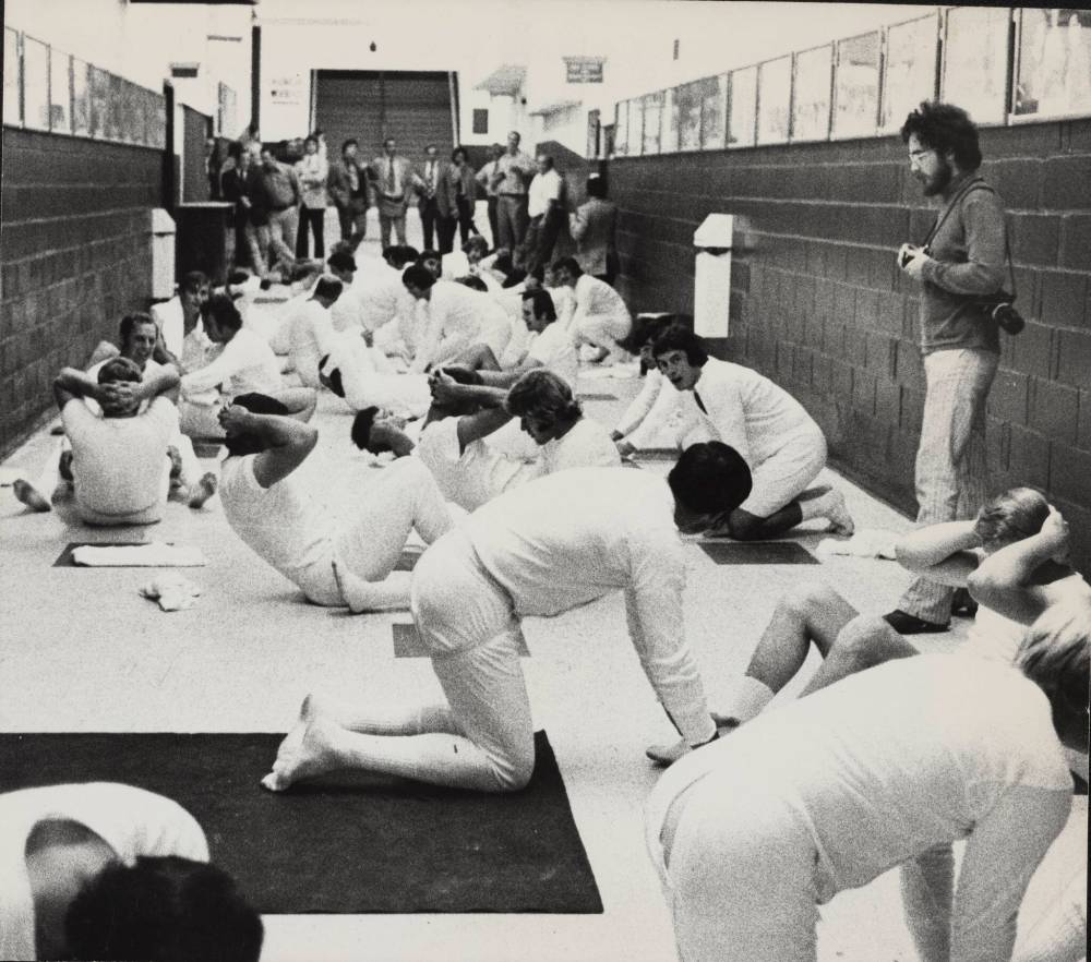 ANDY CLARK / THE CANADIAN PRESS FILES
Members of Team Canada take part in a workout in the halls of Maple Leaf Gardens in Toronto before heading out onto the ice on Aug. 14, 1972. Team Canada featured a select group of National Hockey League players.