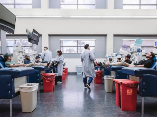 SUPPLIED
                                While donating a pint of blood takes only eight to 10 minutes, the process that separates plasma from blood requires about an hour of the donor&rsquo;s time.