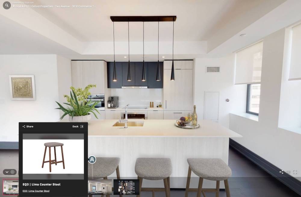 Space Designer converts 2D floor plans and virtual tours into 3D models. Users can drag and drop EQ3 furniture into the floor plan and view it in 3D. (Supplied)