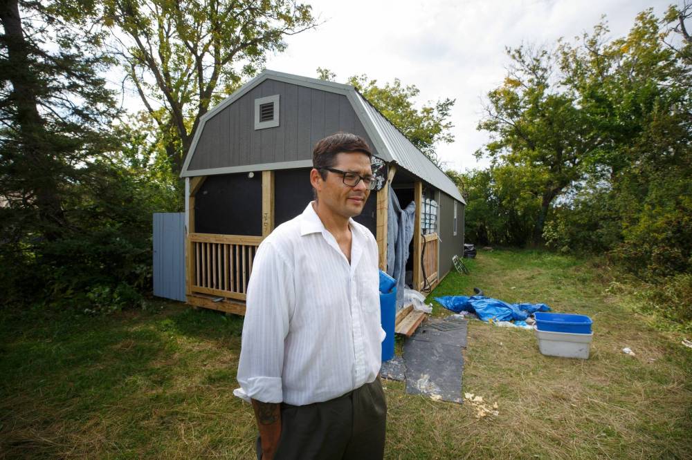 MIKE DEAL / WINNIPEG FREE PRESS
Jerry, the man living in a makeshift home on city property in St. James, used to live in the area for more than 20 years, and worked as a rink attendant at the Keith Bodley Arena.