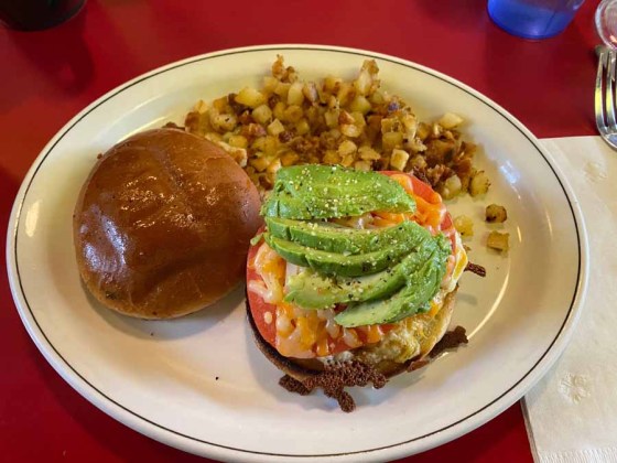 The Breakfast on a Bun sandwich with avocado from Calgary’s Galaxie Diner was a delight. (Ben Sigurdson / Winnipeg Free Press)