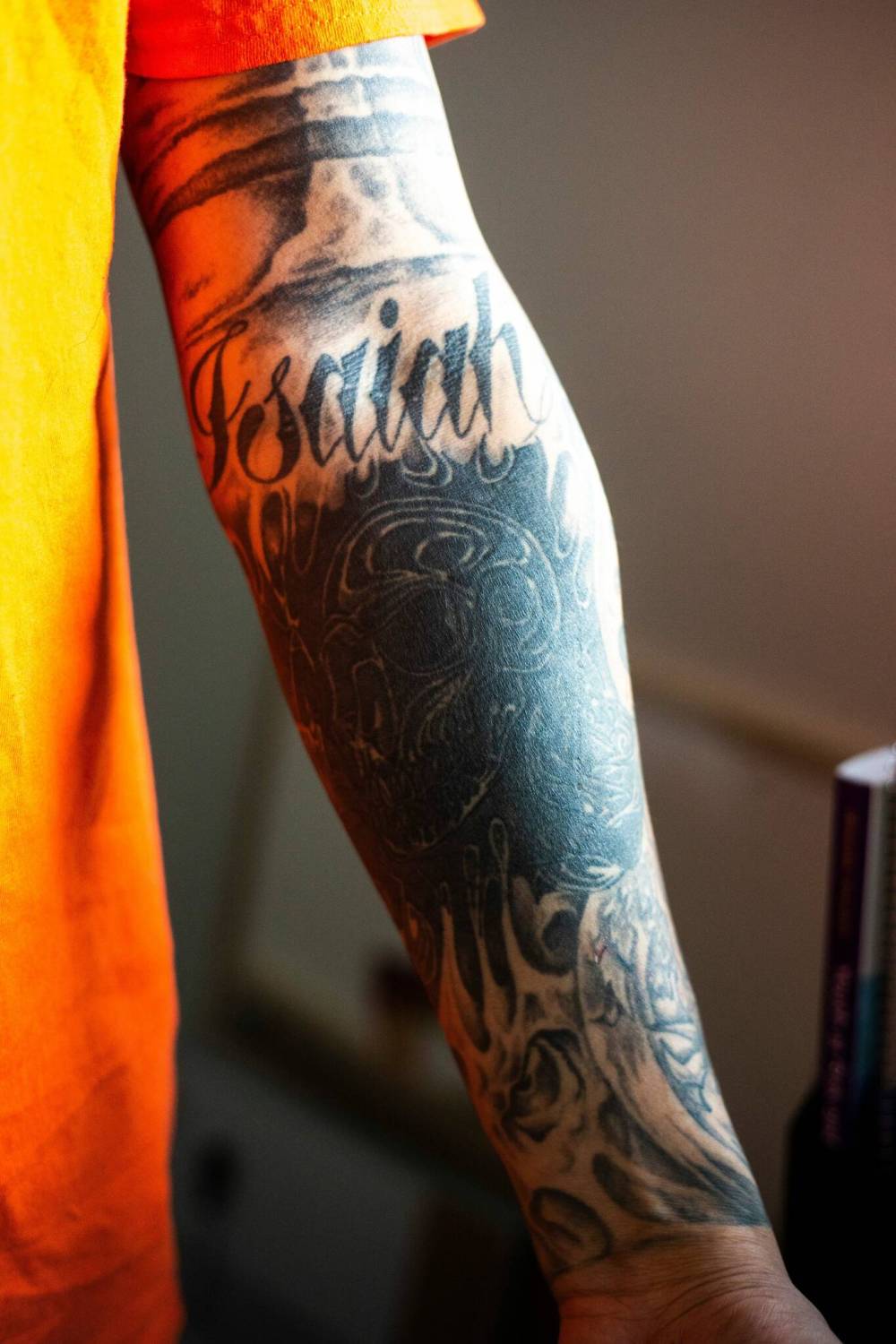 Beardy had three gang tattoos, one of which was removed by Steinke, the other two he covered up. (Mikaela MacKenzie / Winnipeg Free Press)