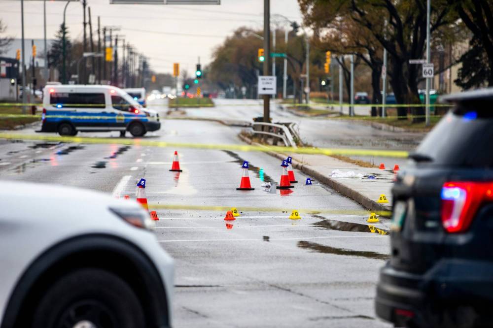 MIKAELA MACKENZIE / WINNIPEG FREE PRESS
The scene of a hit and run that killed a 56-year-old man at Keewatin Street and Notre Dame Avenue in Winnipeg on Monday.