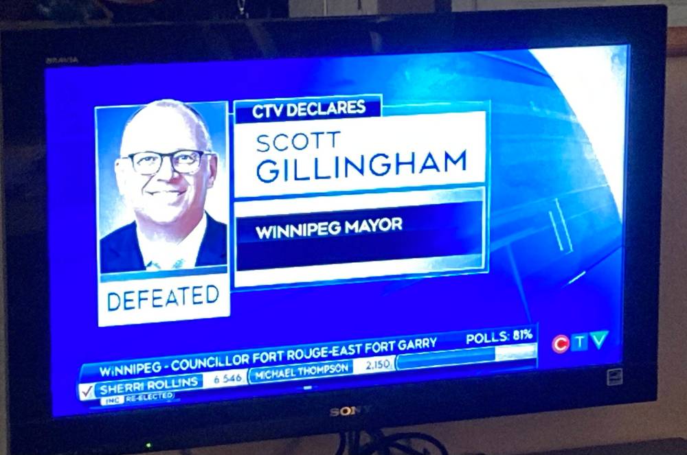 SUPPLIED
Shortly before 9 p.m. — less than an hour after polls closed — CTV Winnipeg declared Glen Murray the winner on its live TV coverage and on its website.