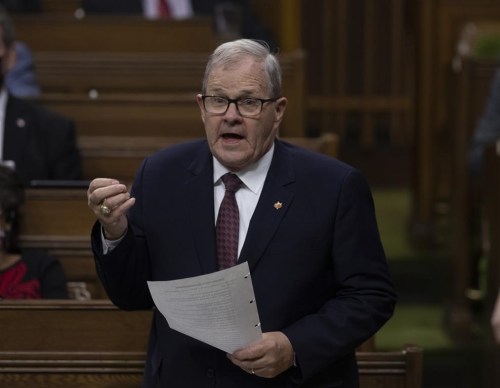 Veterans Affairs Minister Lawrence MacAulay rises during Question Period, Tuesday, December 14, 2021 in Ottawa. THE CANADIAN PRESS/Fred Chartrand