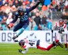 Toronto Argonauts running back Javon Leake (32) evades a tackle from Montreal Alouettes defensive back Kenneth Durden (45) on a kick return during first half CFL Eastern Final football action in Toronto on Sunday, November 13, 2022. THE CANADIAN PRESS/Mark Blinch