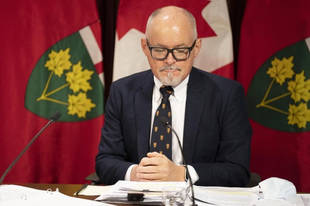 Ontario Chief Medical Officer Dr. Kieran Moore attends a press briefing at the Queens Park Legislature, in Toronto, on Monday, November 14, 2022. THE CANADIAN PRESS/Chris Young