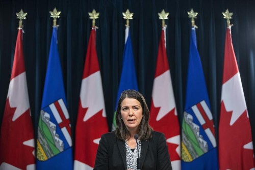 Alberta Premier Danielle Smith holds her first press conference in Edmonton on October 11, 2022. THE CANADIAN PRESS/Jason Franson