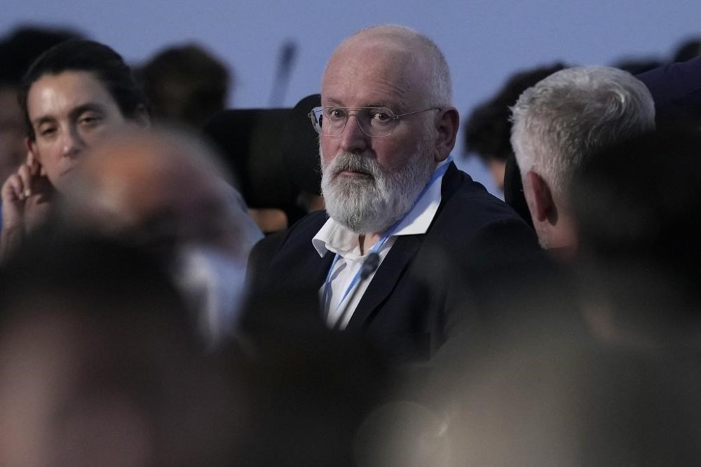 Frans Timmermans, executive vice president of the European Commission, listens during a closing plenary session at the COP27 U.N. Climate Summit, Sunday, Nov. 20, 2022, in Sharm el-Sheikh, Egypt. (AP Photo/Peter Dejong)