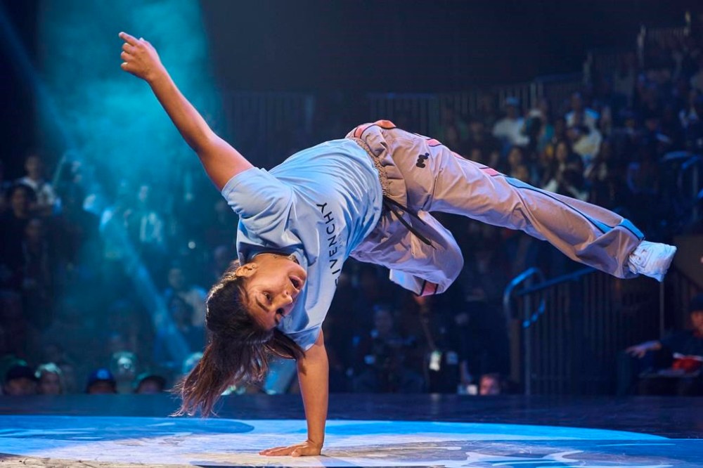 India Sardjoe, also known as B-Girl India, from the Netherlands, competes in the B-girl Red Bull BC One World Final at Hammerstein Ballroom on Saturday, Nov. 12, 2022, in Manhattan, New York. The International Olympic Committee announced two years ago that breaking would become an official Olympic sport, a development that divided the breaking community between those excited for the larger platform and those concerned about the art form’s purity. (AP Photo/Andres Kudacki)