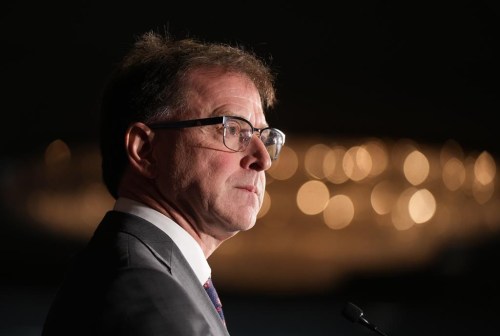B.C. Health Minister Adrian Dix pauses while responding to questions during a news conference, in Vancouver, on Monday, November 7, 2022. Dix says the government has plans to cancel surgeries at British Columbia hospitals to make room for patients with respiratory illnesses, but it has not yet reached that point.THE CANADIAN PRESS/Darryl Dyck