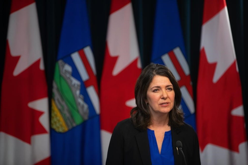 Alberta Premier Danielle Smith speaks at a press conference after the throne speech in Edmonton, on Tuesday, Nov. 29, 2022. THE CANADIAN PRESS/Jason Franson