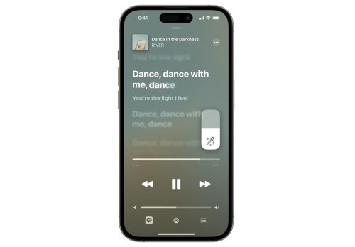 This image released by Apple Music shows Apple Music Sing, a new feature displayed an iPhone 14 Pro. The feature gives the user the ability to adjust a song's vocals and an enhanced beat-by-beat lyric display, which both also draw on the platform's massive song library. The result is what Apple hopes will be an effortless invitation to karaoke. (Apple Music via AP)