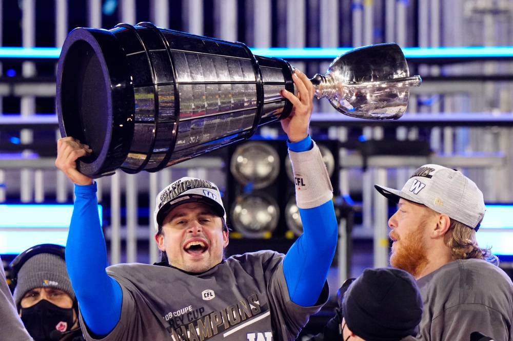 Zach Collaros has won two Grey Cups with the Bombers. (Frank Gunn / The Canadian Press files)
