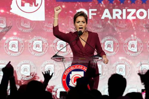 In Arizona, Democratic candidate Katie Hobbs received 50.34 per cent of the nearly 1.9 million counted votes; her rival, Trump-endorsed Republican candidate Kari Lake (above), had received 49.66 per cent. (Ross D. Franklin / The Associated Press)