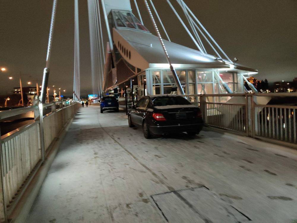 TWITTER
Rosentreter said normal-sized passenger vehicles were parked on Esplanade Riel almost every day last week.