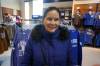MIKE DEAL / WINNIPEG FREE PRESS
                                Julie Patterson was one of many Winnipeg Blue Bomber fans that made for steady business at the Bomber Store at IG Field Monday. Several were stocking up on gear to wear to the game in Regina.