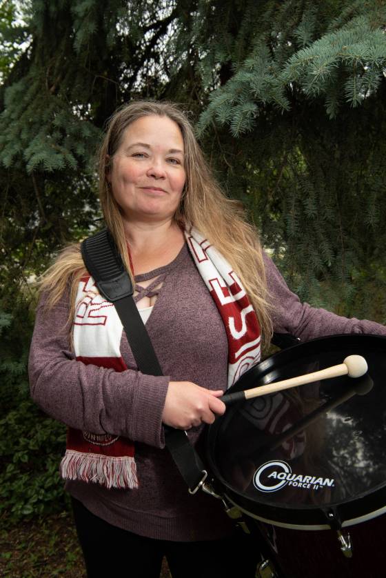 Nicky Cottee, who serves as president of the Valour FC fan club Red River Rising, has made the long trip to Qatar to support Canada at the World Cup. (Alex Lupul / Winnipeg Free Press)