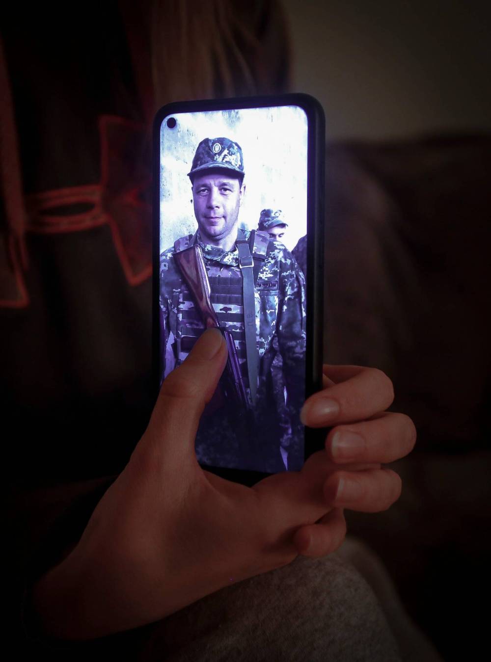 Holovin's husband, Oleksandr Holovin, stayed in Ukraine to fight after joining its national guard. (John Woods / Winnipeg Free Press)