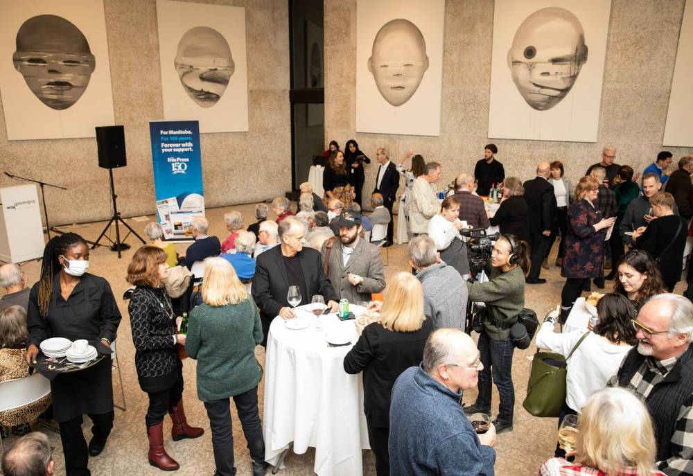 The opening night of Headlines, the Art of the News Cycle at the Winnipeg Art Gallery. (Jessica Lee / Winnipeg Free Press)