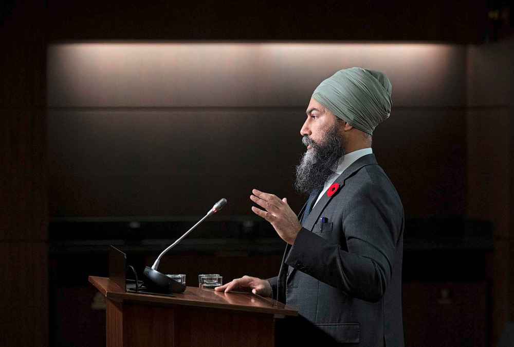 New Democratic Party leader Jagmeet Singh speaks about the governments fiscal update, Thursday, November 3, 2022 in Ottawa. THE CANADIAN PRESS/Adrian Wyld