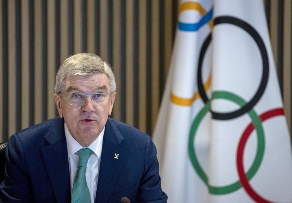 International Olympic Committee, IOC, President Thomas Bach attends the opening of the Executive Board meeting at the Olympic House in Lausanne, Switzerland, Dec. 5, 2022. (Denis Balibouse/Keystone via AP, Pool)