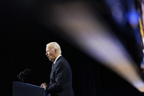 President Joe Biden speaks to African leaders gathered for the U.S.-Africa Leaders Summit Wednesday, Dec. 14, 2022, in Washington. (AP Photo/Patrick Semansky)