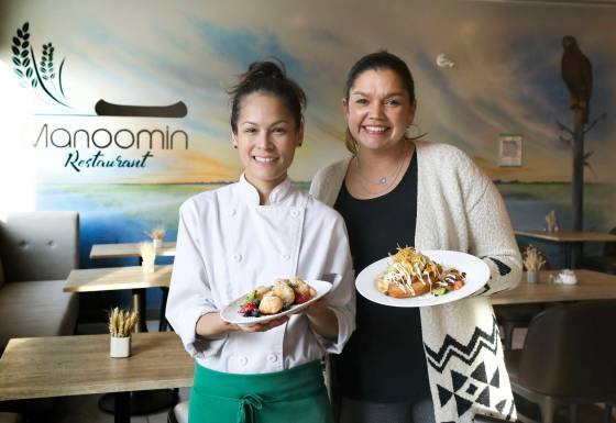 Manoomin chef Jennifer Ballantyne, left, and general manager Morgan Beaudry (Ruth Bonnevile / Winnipeg Free Press)