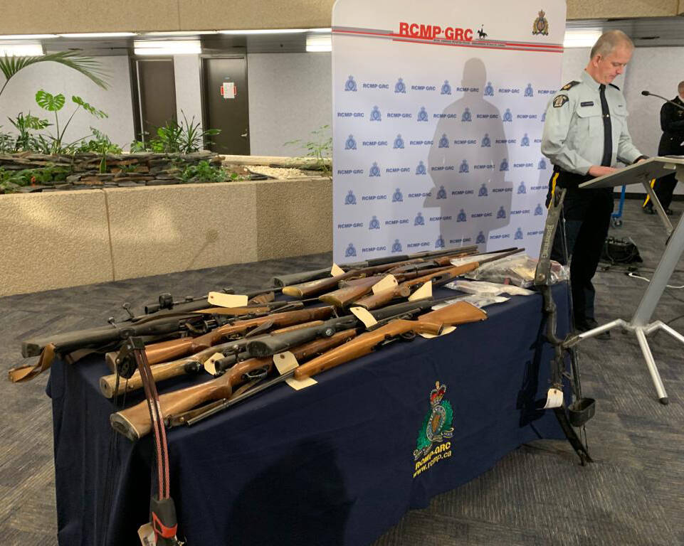 Items seized included 13 firearms and 22 other weapons. (RCMP handout)