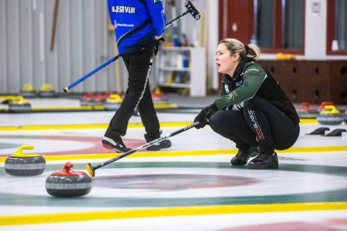 MIKAELA MACKENZIE / WINNIPEG FREE PRESS
                                Abby Ackland&rsquo;s team out of the East St. Paul Curling Club took home first place in the women&rsquo;s draw at the DeKalb Curling Superspiel Monday at the Morris Curling Club.