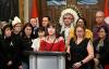 Cambria Harris, daughter of Morgan Harris, speaks during a news conference in the foyer of the House of Commons on, on Dec. 6. (Justin Tang / The Canadian Press files)