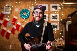 MIKAELA MACKENZIE / WINNIPEG FREE PRESS JP Hoe poes for a portrait in his studio before his 10th annual JP Hoe Hoe Hoe holiday show, which has grown massively over the years, in Winnipeg on Wednesday, Dec. 5, 2018. Winnipeg Free Press 2018.
