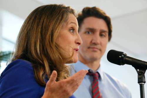 THE CANADIAN PRESS/Sean Kilpatrick
                                Prime Minister Justin Trudeau, right, and Minister of Finance, Chrystia Freeland included tax credits for new equipment and machinery used in the mining and processing of critical minerals in the Federal budget, tabled Tuesday.
