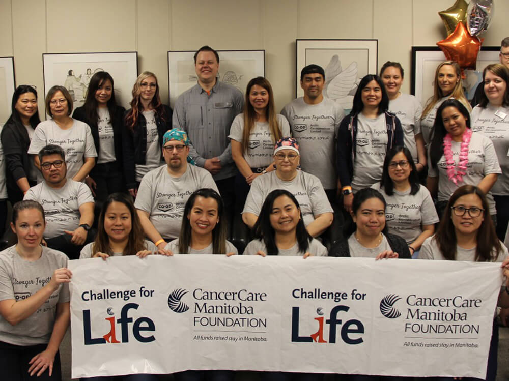 Arctic Co-operatives employees participating in the Challenge for Life walk to raise funds for cancer research and care.