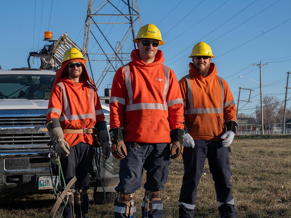 Manitoba Hydro employees working to provide integrated electricity and natural gas distribution services throughout the province.
