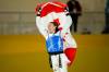 Skylar Park of Canada celebrates after winning the gold medal in the Women’s Kyorugi 57kg semifinals during the Santiago 2023 Pan American Games on Sunday, October 22, 2023. Photo by Darren Calabrese/COC
