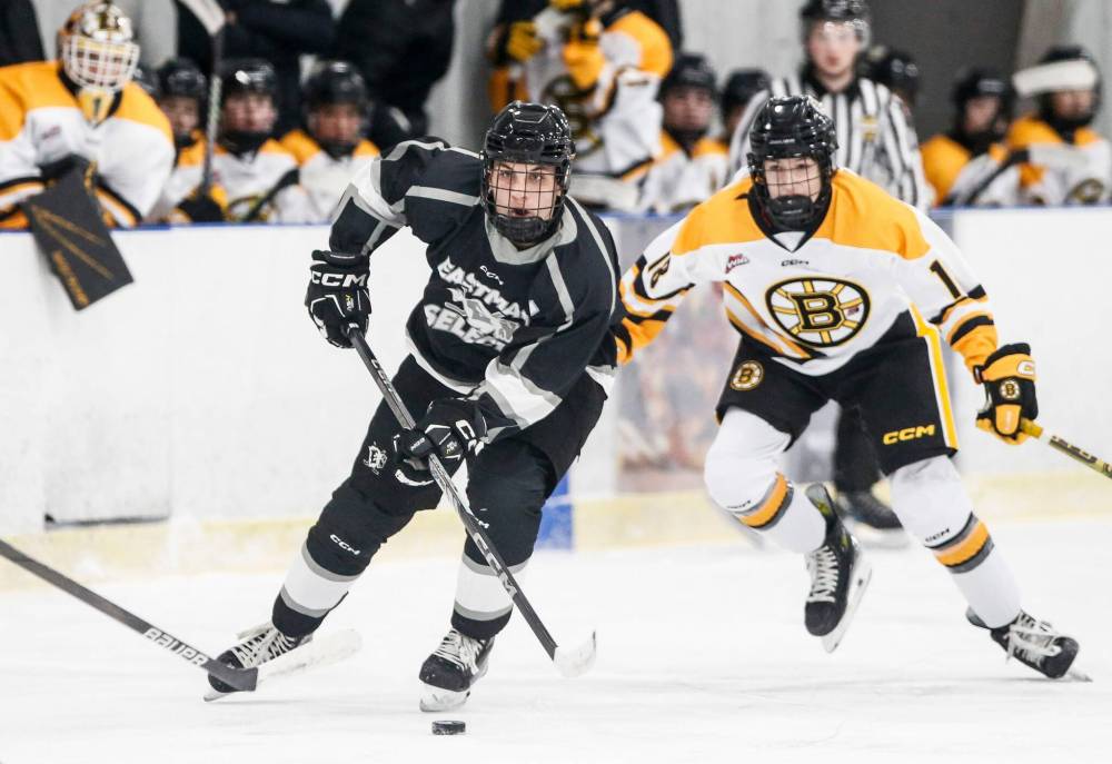 JOHN WOODS / FREE PRESS
Crosby Mateychuk from Dominion City, a star defenceman with the Eastman AAA U15 Selects, is being touted as a top-10 pick for the 2025 WHL Prospects Draft.