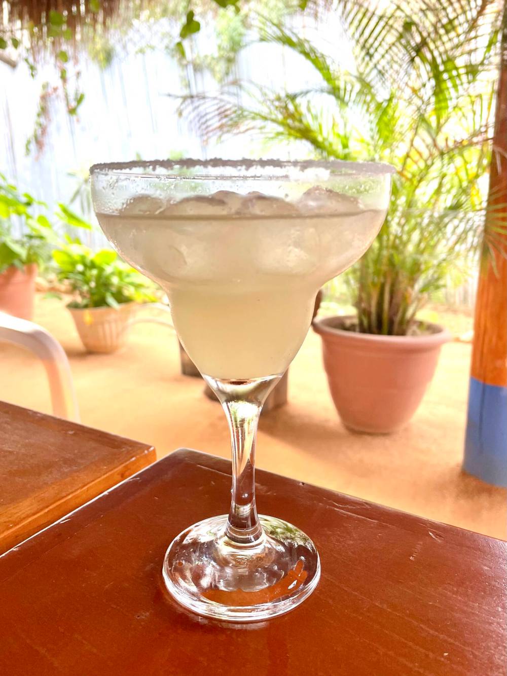 Mariscos La Carreta’s take is served in a traditional margarita glass.
