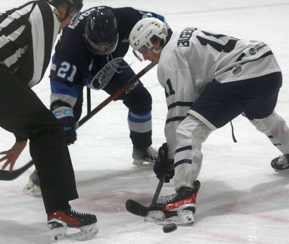 Cassidy Dankochik Photo
Gabriel Bugeaud (right) has three goals and six assists for the Dauphin Kings during this season’s MJHL playoffs.