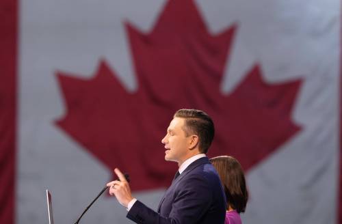 CHRISTINNE MUSCHI / THE CANADIAN PRESS
                                Conservative Leader Pierre Poilievre addresses supporters at his campaign headquarters on election night, in Ottawa, Tuesday.