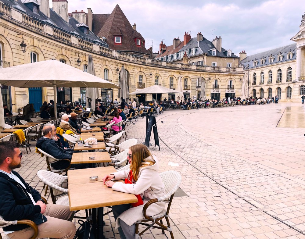 Liberation Square is encircled by restaurant patios.
