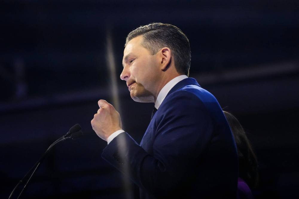 CHRIS YOUNG / THE CANADIAN PRESS FILES
Conservative Leader Pierre Poilievre speaks to supporters on election night in Ottawa on Tuesday.