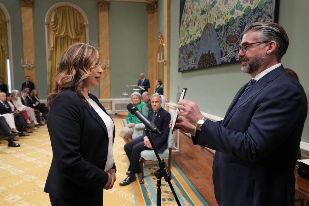 CHRISTINNE MUSCHI / THE CANADIAN PRESS
Rebecca Chartrand, Minister of Northern and Arctic Affairs and Minister responsible for the Canadian Northern Economic Development Agency, takes part in the cabinet swearing-in ceremony at Rideau Hall in Ottawa on Tuesday.