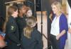 Cassidy Dankochik / The Carillon
                                Jennifer Jones speaks with young curlers following a promotional event for the 2026 Players’ Championship. Jones credited the Grand Slam for powering the growth of women’s curling around the globe.