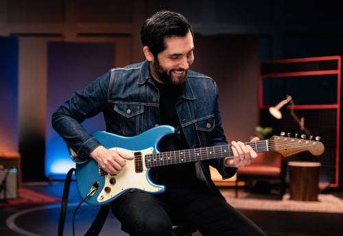 SUPPLIED
                                Ariel Posen plays the custom Fender Limited Edition Stratocaster designed for him.
