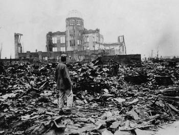 ASSOCIATED PRESS FILES
                                A man looks over the expanse of ruins left the explosion of the atomic bomb on Aug. 6, 1945 in Hiroshima, Japan. Some 140,000 people died here immediately.