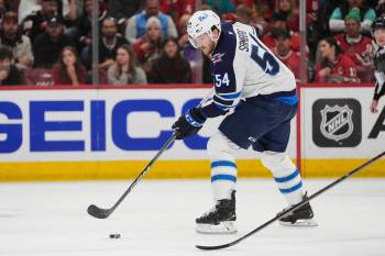 Winnipeg Jets defenceman Dylan Samberg (54) can become an unrestricted free agent at the age of 29. (Erin Hooley / The Associated Press files)