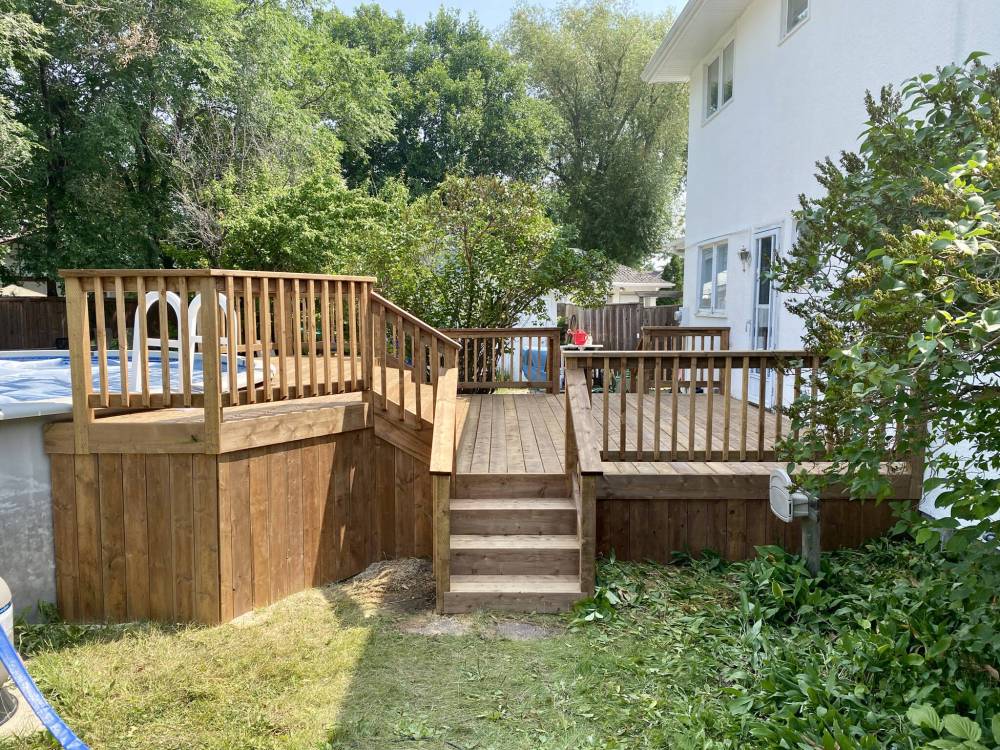 Marc LaBossiere / Free Press
The upper tier protrudes slightly, providing space for a new pool ladder and pool access.