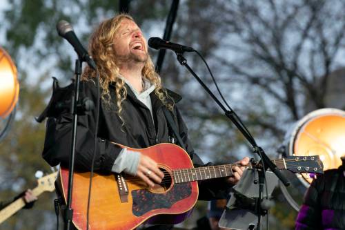 Jose Luis Magana / The Associated Press files
                                Christian musician Sean Feucht sings during a rally at the National Mall in Washington, Oct. 25, 2020.